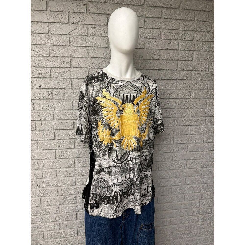 Switch Remarkable Men Golden Eagle and Dollar Graphic Short Sleeve T-Shirt Size